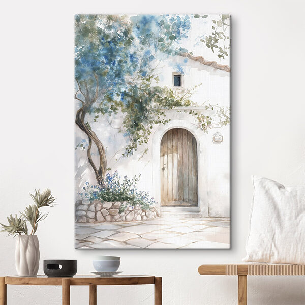 Peinture d'une porte et d'un arbre sur un mur Peinture d'une porte et d'un arbre sur un mur