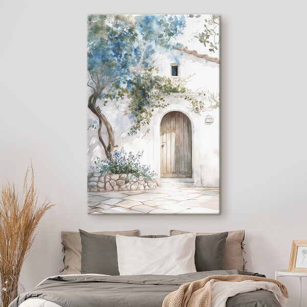 Peinture d'une porte et d'un arbre sur un mur Peinture d'une porte et d'un arbre sur un mur
