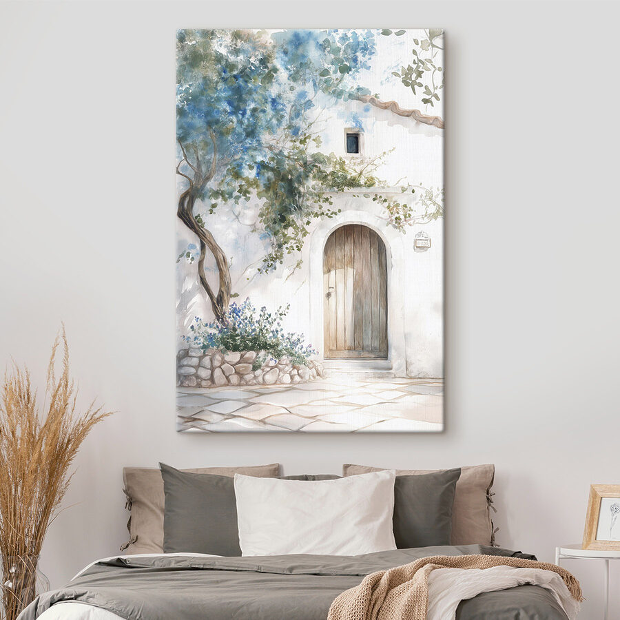 Peinture d'une porte et d'un arbre sur un mur Peinture d'une porte et d'un arbre sur un mur