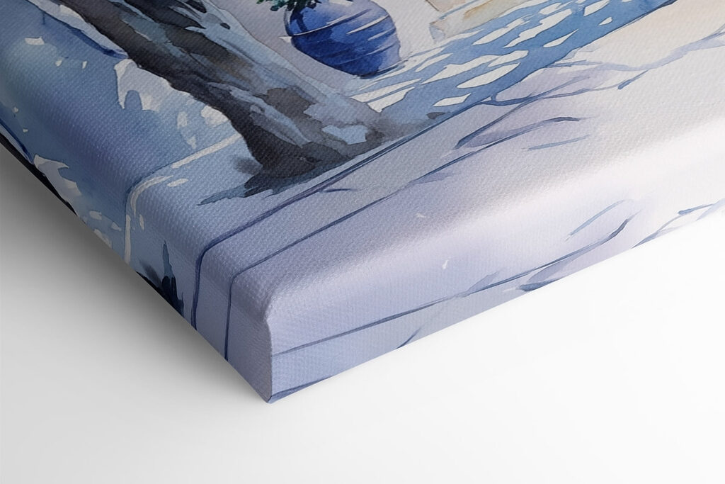 Watercolor of a building with a tree and a balcony