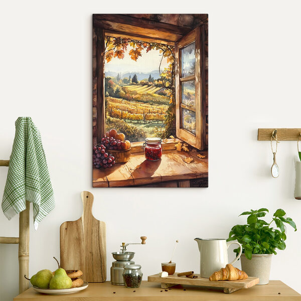 Tableaux Fenêtre avec vue sur un vignoble et pot de confiture (UGS : s43186) Tableaux Tableaux Fenêtre avec vue sur un vignoble et pot de confiture (UGS : s43186)