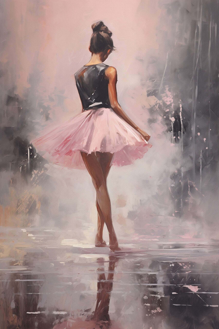 Peinture d'une femme en tutu rose Peinture d'une femme en tutu rose