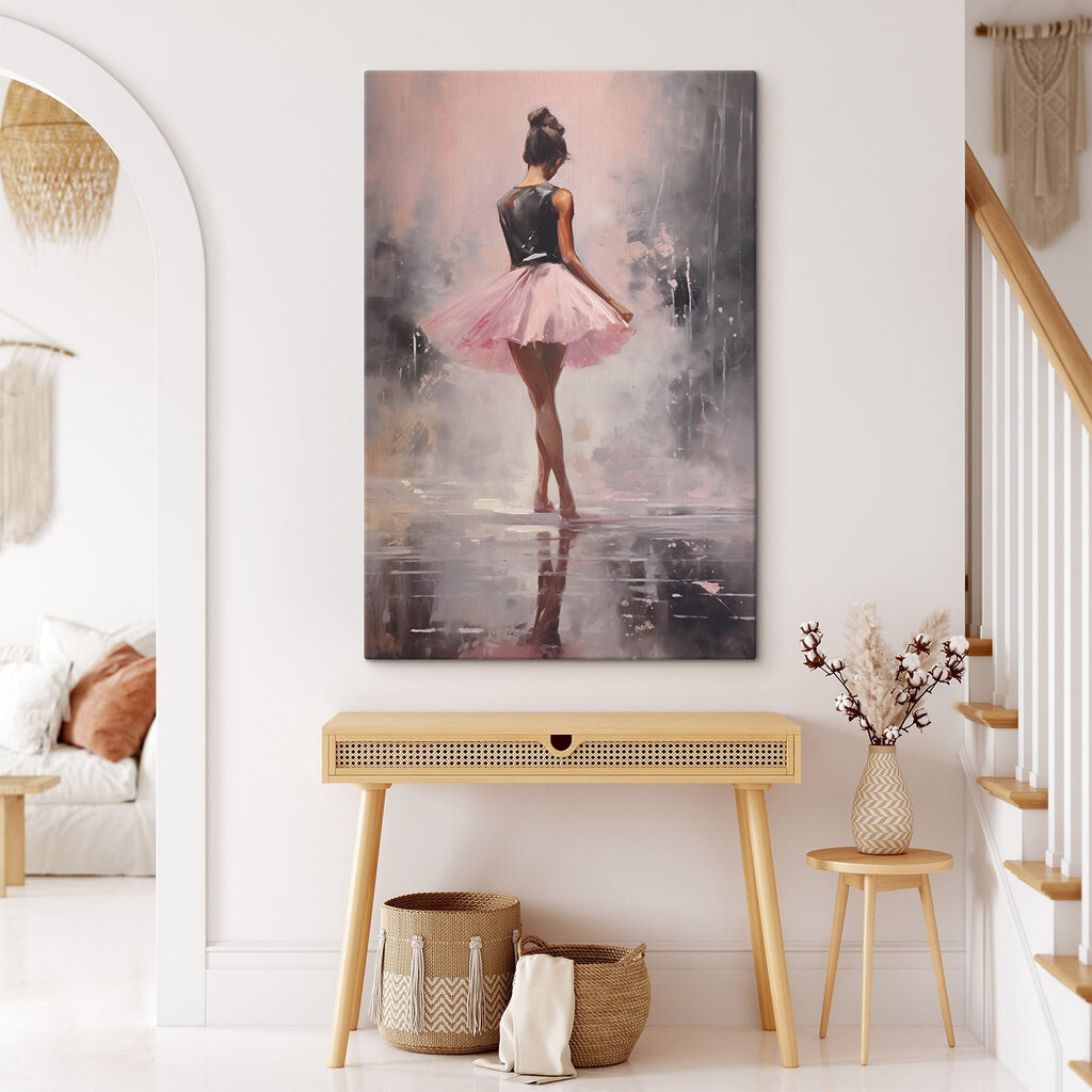 Painting of a woman in a pink tutu