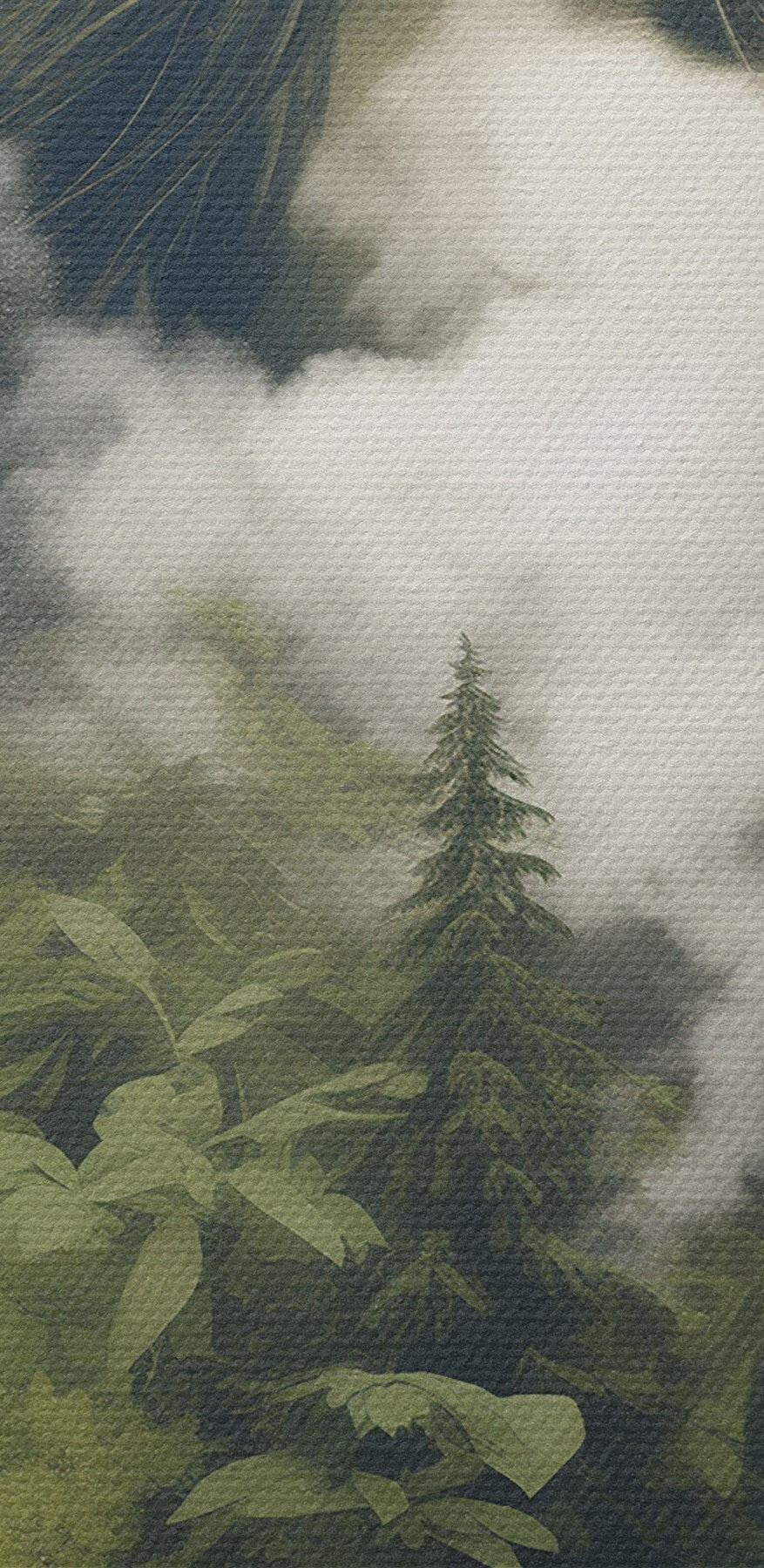 Visage de femme avec nuages et arbres