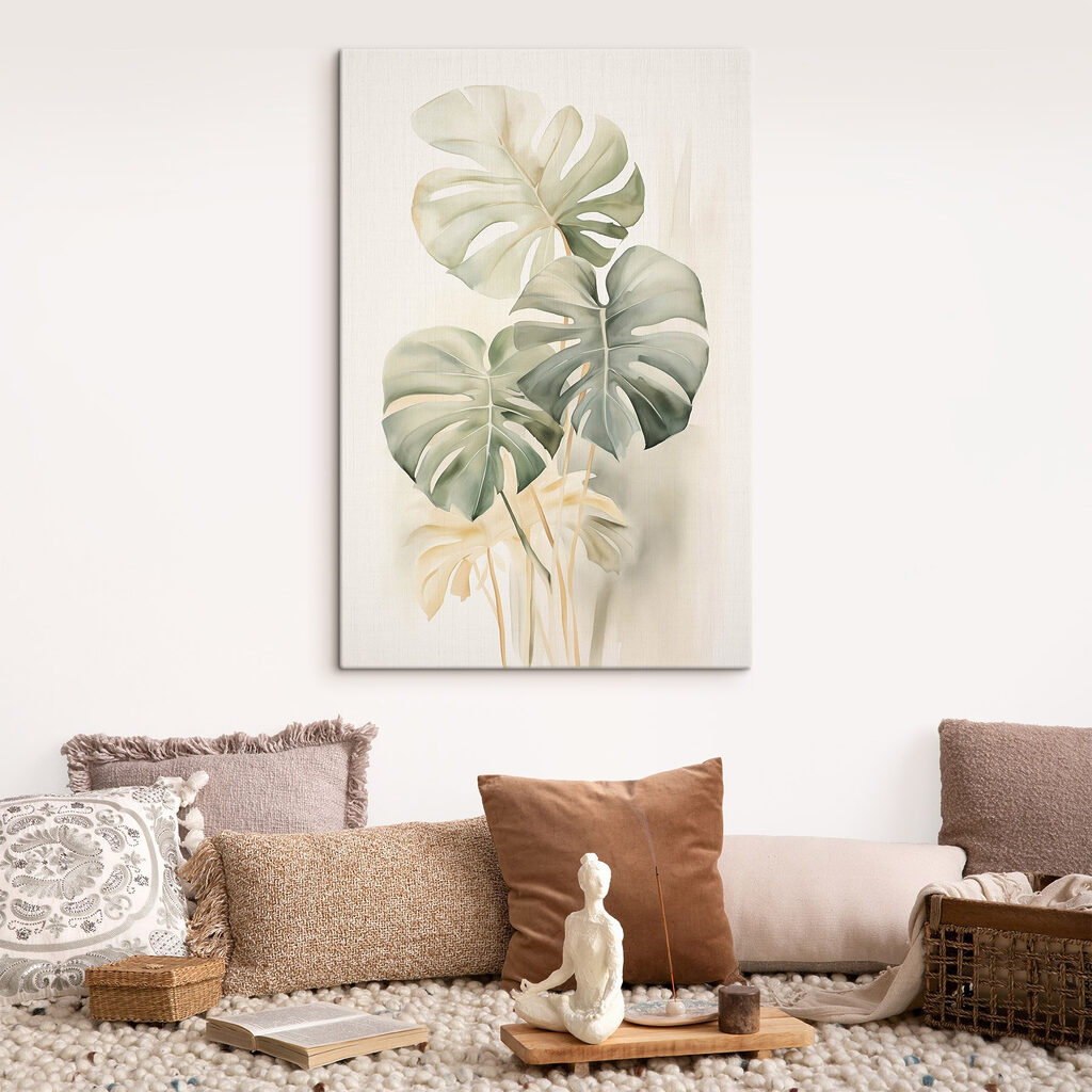 Painting of leaves on a white background Painting of leaves on a white background