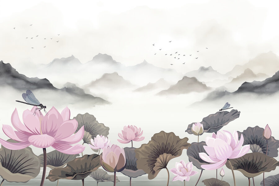 Peinture de fleurs et d'eau