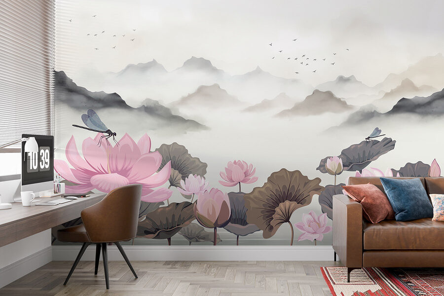 Peinture de fleurs et d'eau