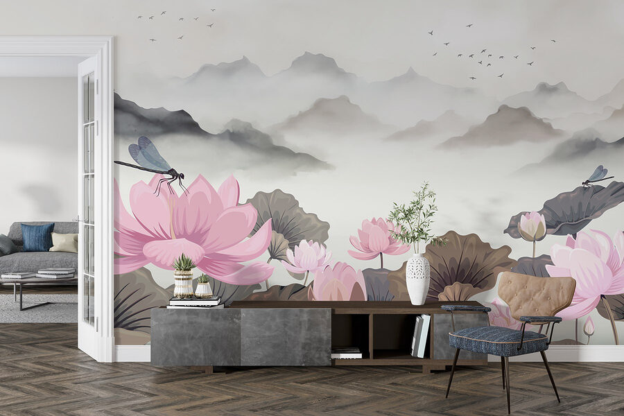 Peinture de fleurs et d'eau