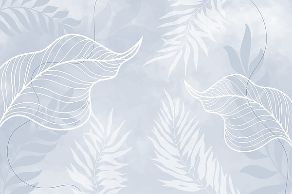 Feuilles blanches sur fond bleu Feuilles blanches sur fond bleu