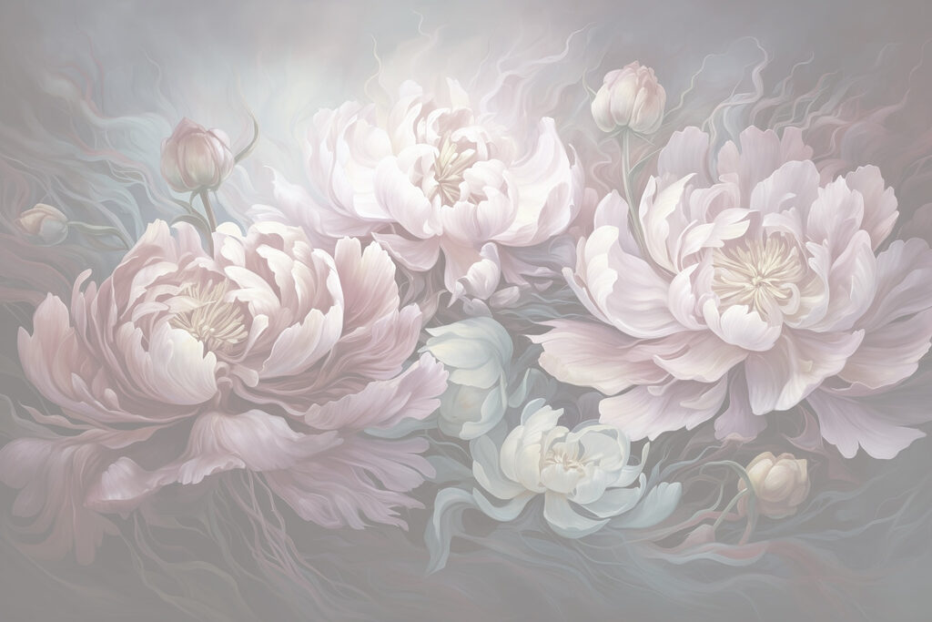 Peinture de fleurs sur fond gris Peinture de fleurs sur fond gris