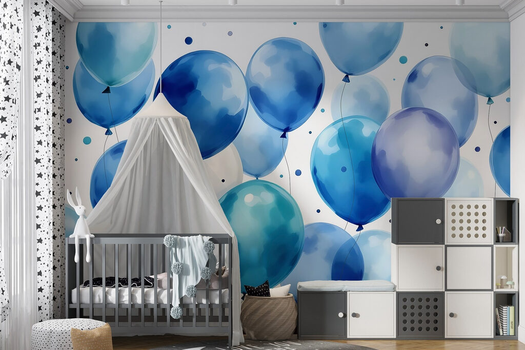 Group of blue and white balloons Group of blue and white balloons