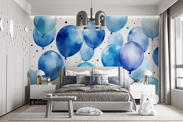 Groupe de ballons bleus et blancs Groupe de ballons bleus et blancs