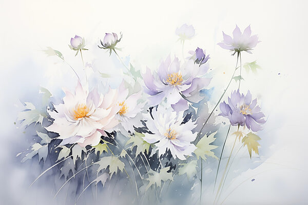Peinture de fleurs sur fond blanc w08883p 600x400 - Peinture de fleurs sur fond blanc