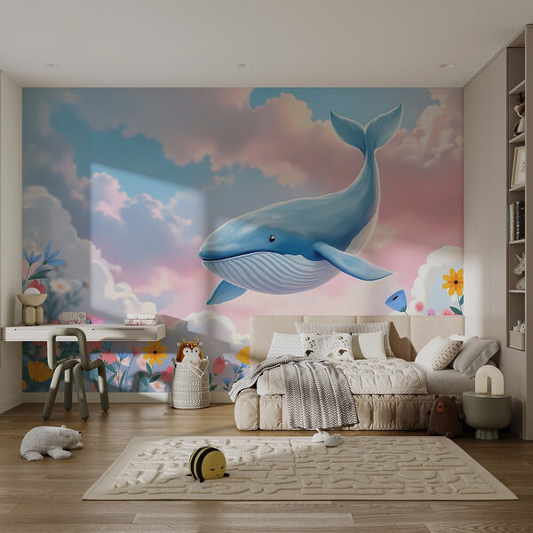 Baleine survolant des fleurs Baleine survolant des fleurs