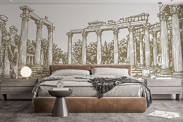 Dessin d'une structure en pierre avec des colonnes Dessin d'une structure en pierre avec des colonnes