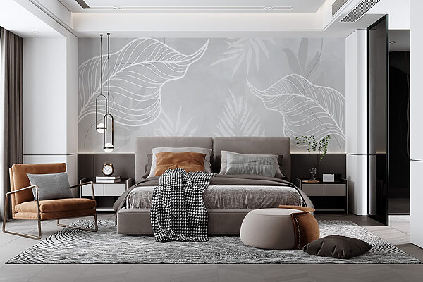 Feuilles blanches sur fond gris Feuilles blanches sur fond gris