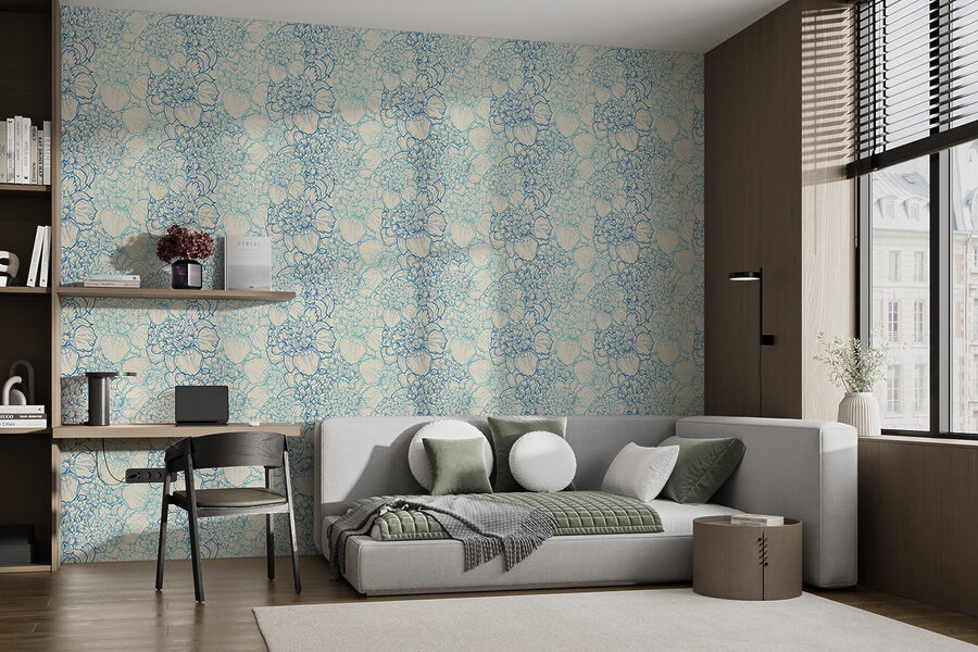 Motif de fleurs bleues et blanches Motif de fleurs bleues et blanches