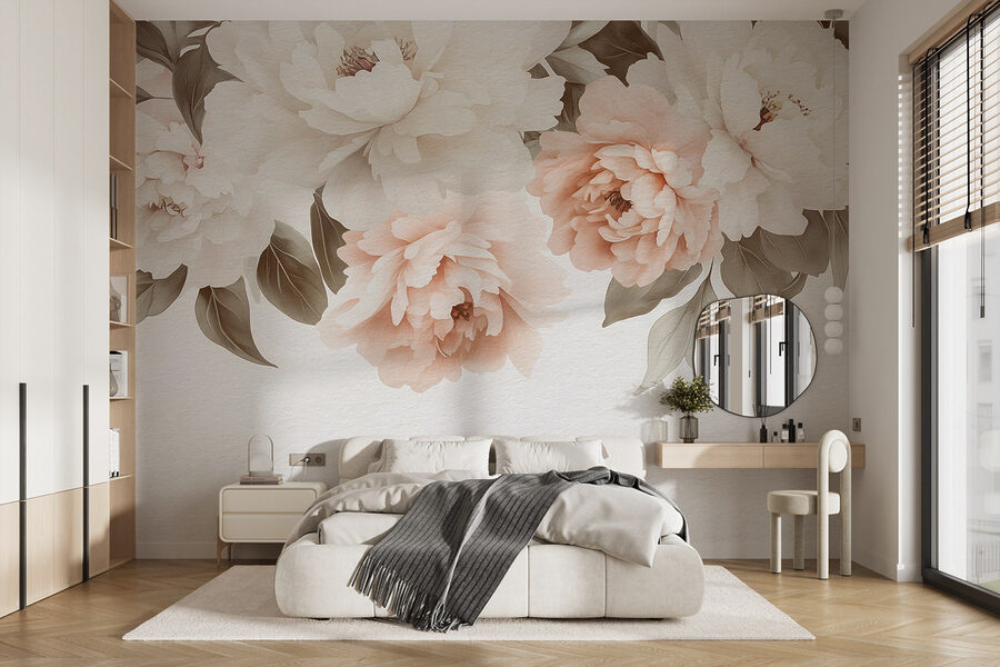 Groupe de fleurs avec feuilles