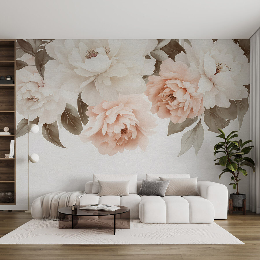 Groupe de fleurs avec feuilles
