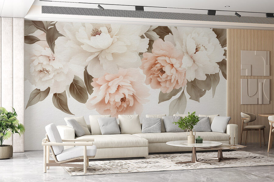 Groupe de fleurs avec feuilles