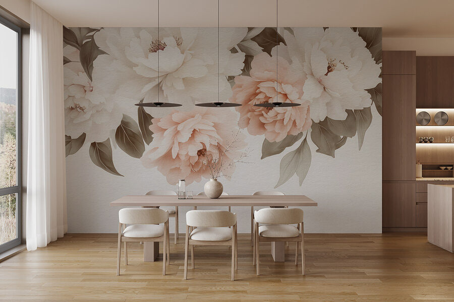 Groupe de fleurs avec feuilles