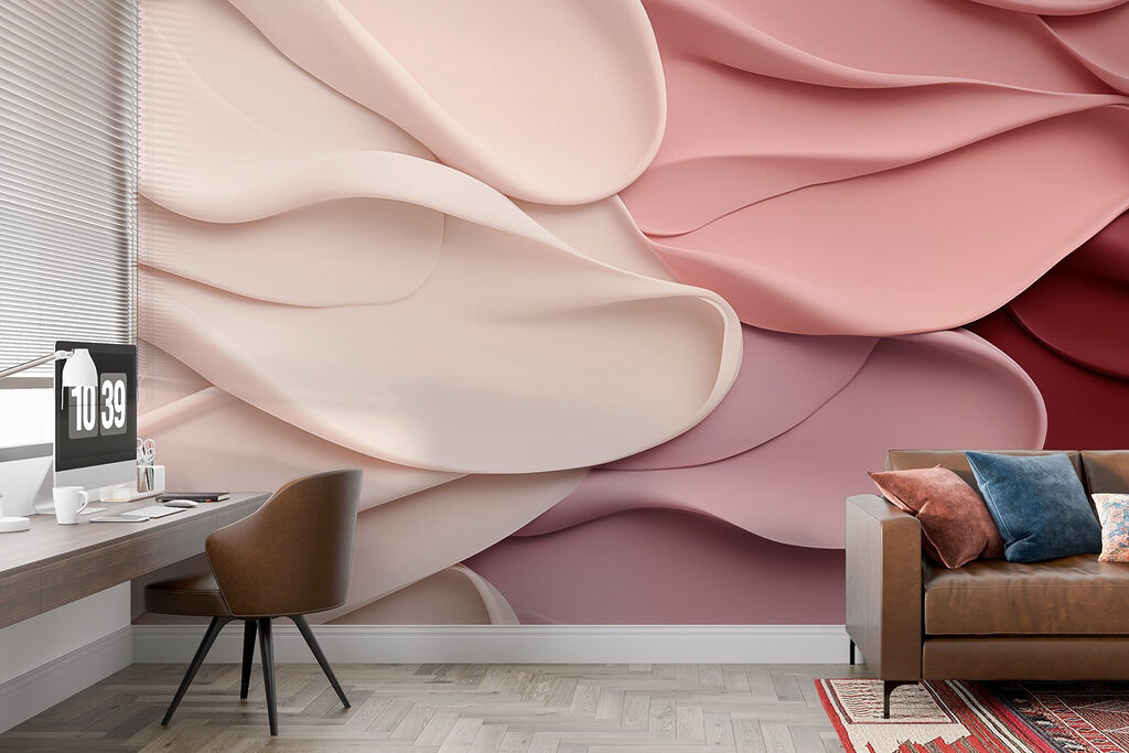 Group of pink and white wavy fabric