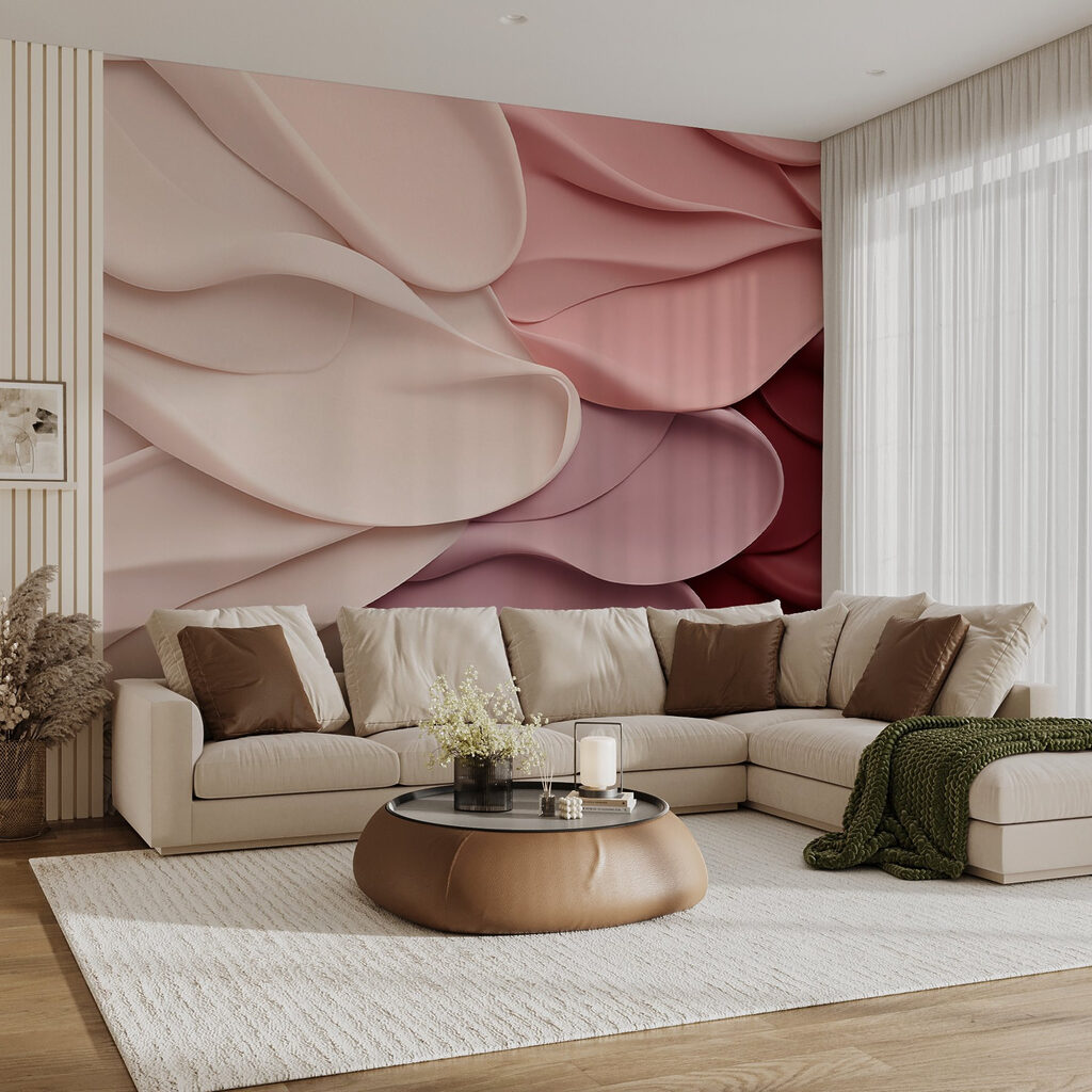 Group of pink and white wavy fabric