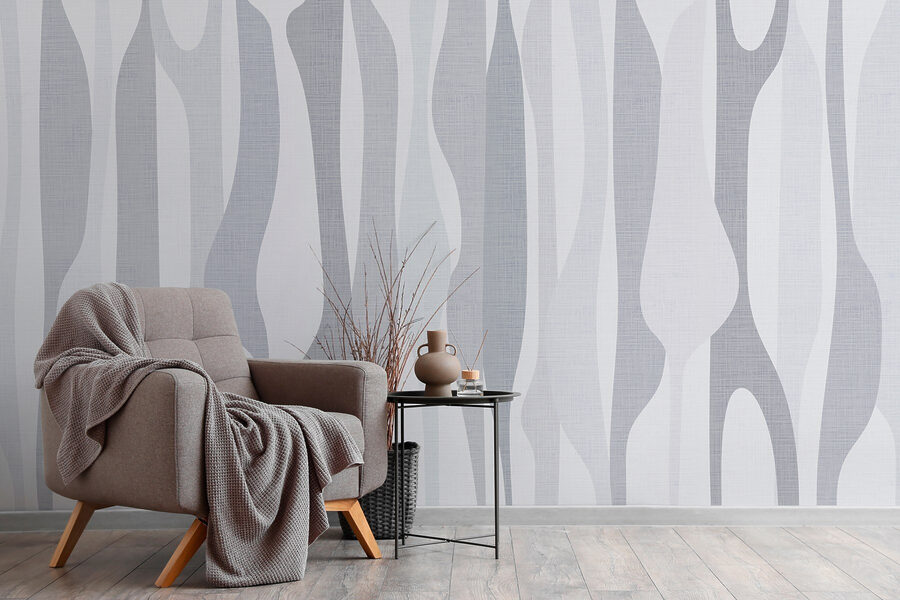 Tissu blanc et gris à motifs