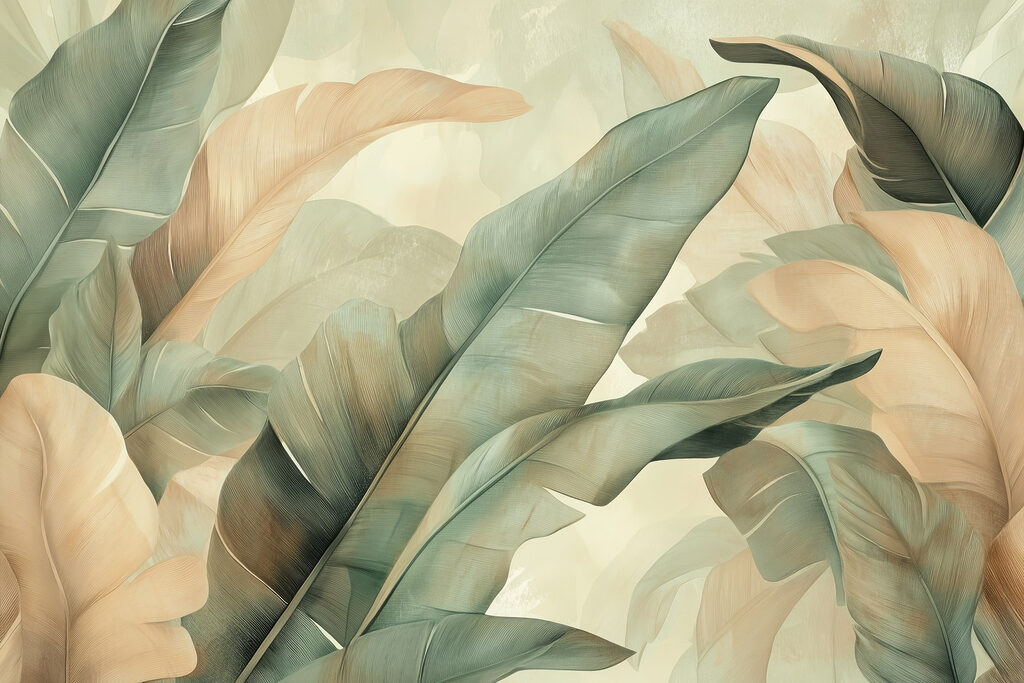 Feuilles luxuriantes dans des tons doux et sourds Feuilles luxuriantes dans des tons doux et sourds