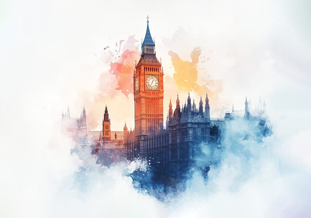 Tour d'horloge dans les nuages Tour d'horloge dans les nuages