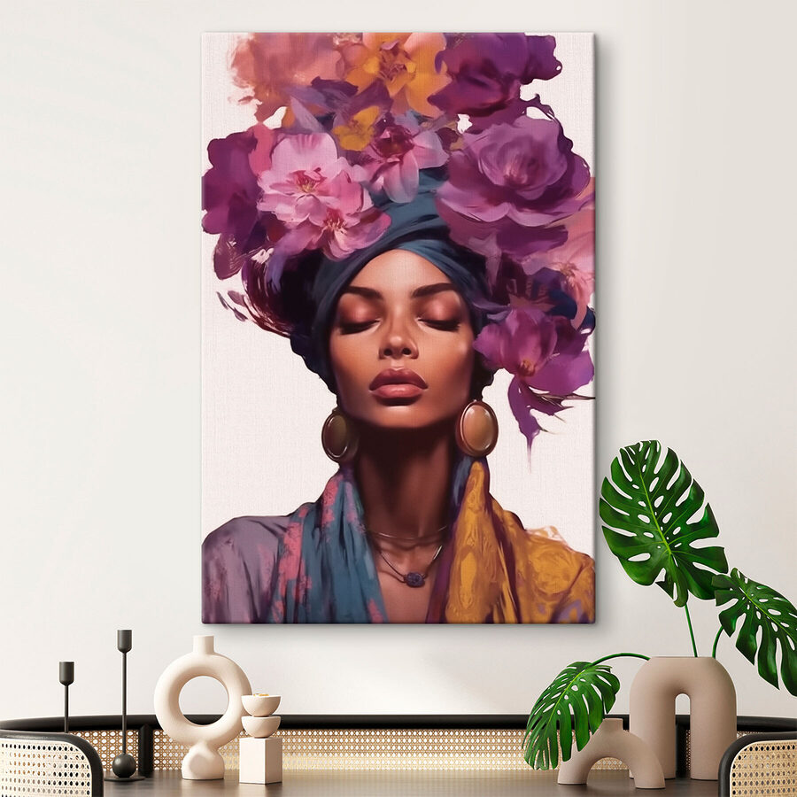 Femme avec des fleurs sur la tête