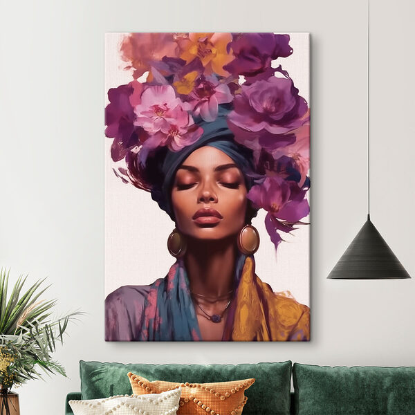 Femme avec des fleurs sur la tête Femme avec des fleurs sur la tête