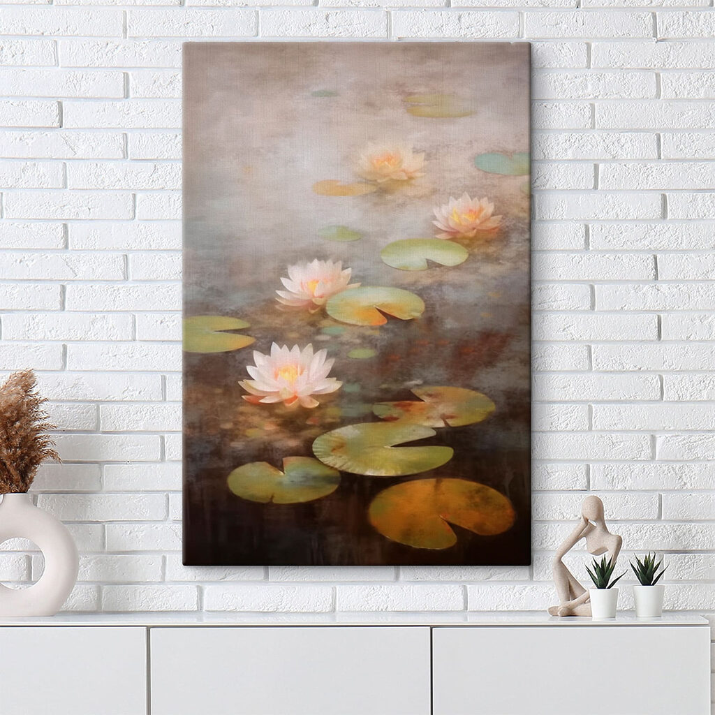 Water lily flowers and lily pads