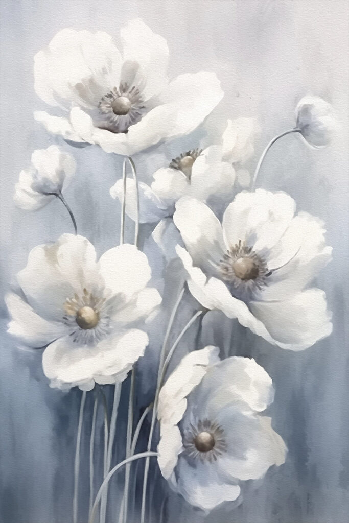 Painting of white flowers