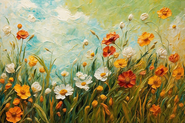 Peinture de fleurs dans un champ Peinture de fleurs dans un champ