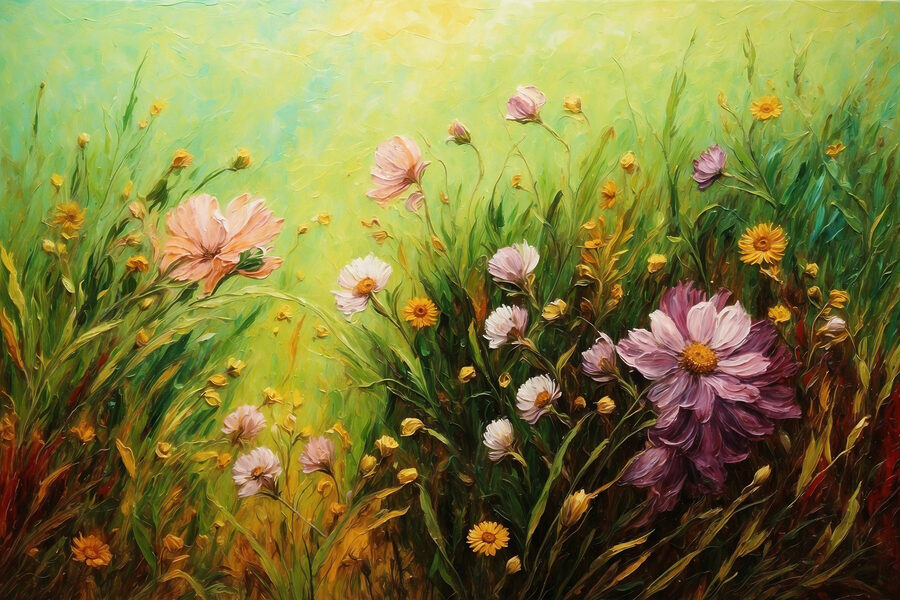 Peinture de fleurs dans un champ Peinture de fleurs dans un champ