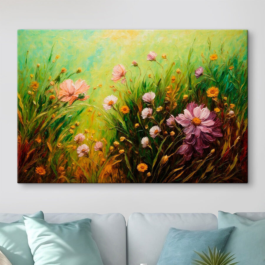 Peinture de fleurs dans un champ Peinture de fleurs dans un champ