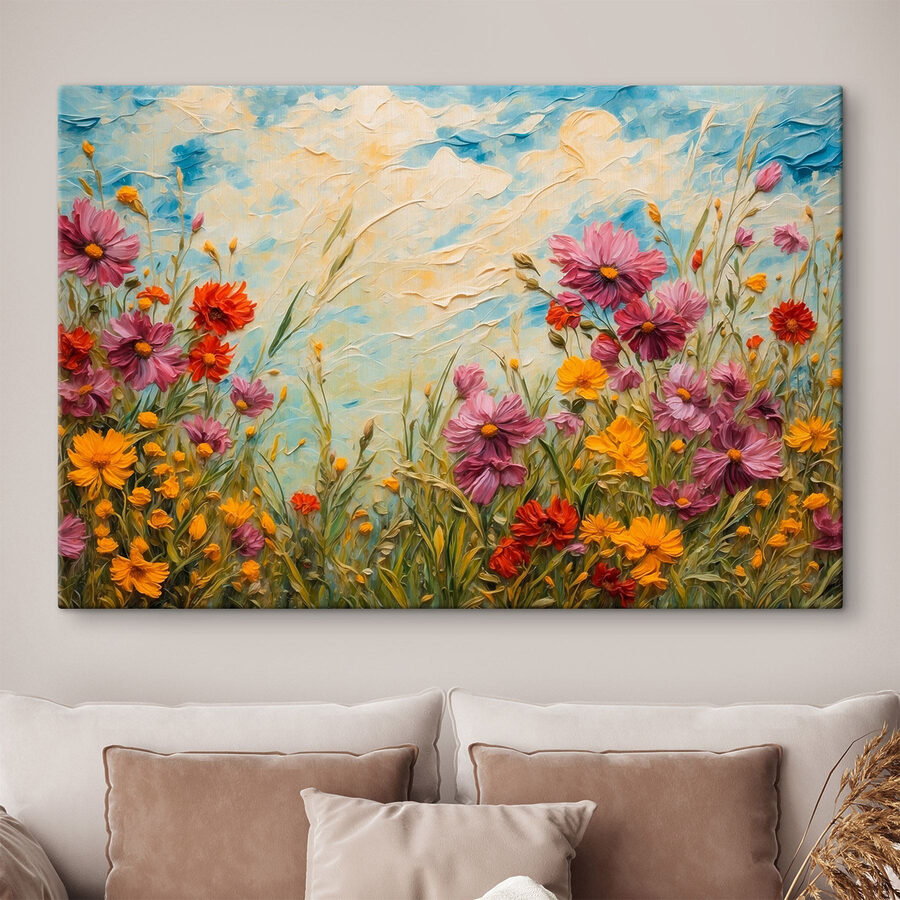 Peinture de fleurs et d'herbe
