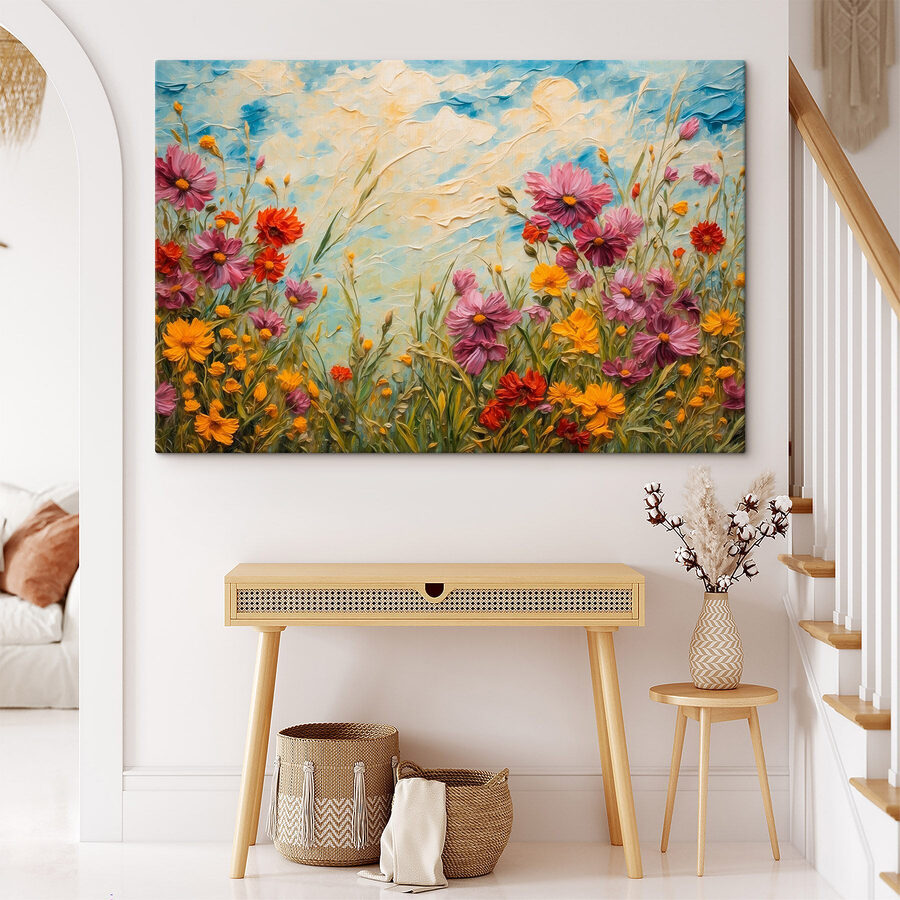Peinture de fleurs et d'herbe