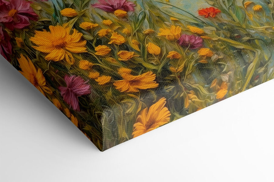 Peinture de fleurs et d'herbe