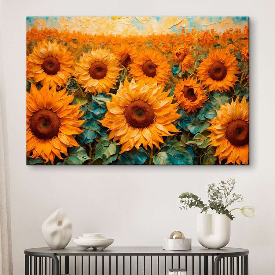 Peinture de tournesols dans un champ Peinture de tournesols dans un champ