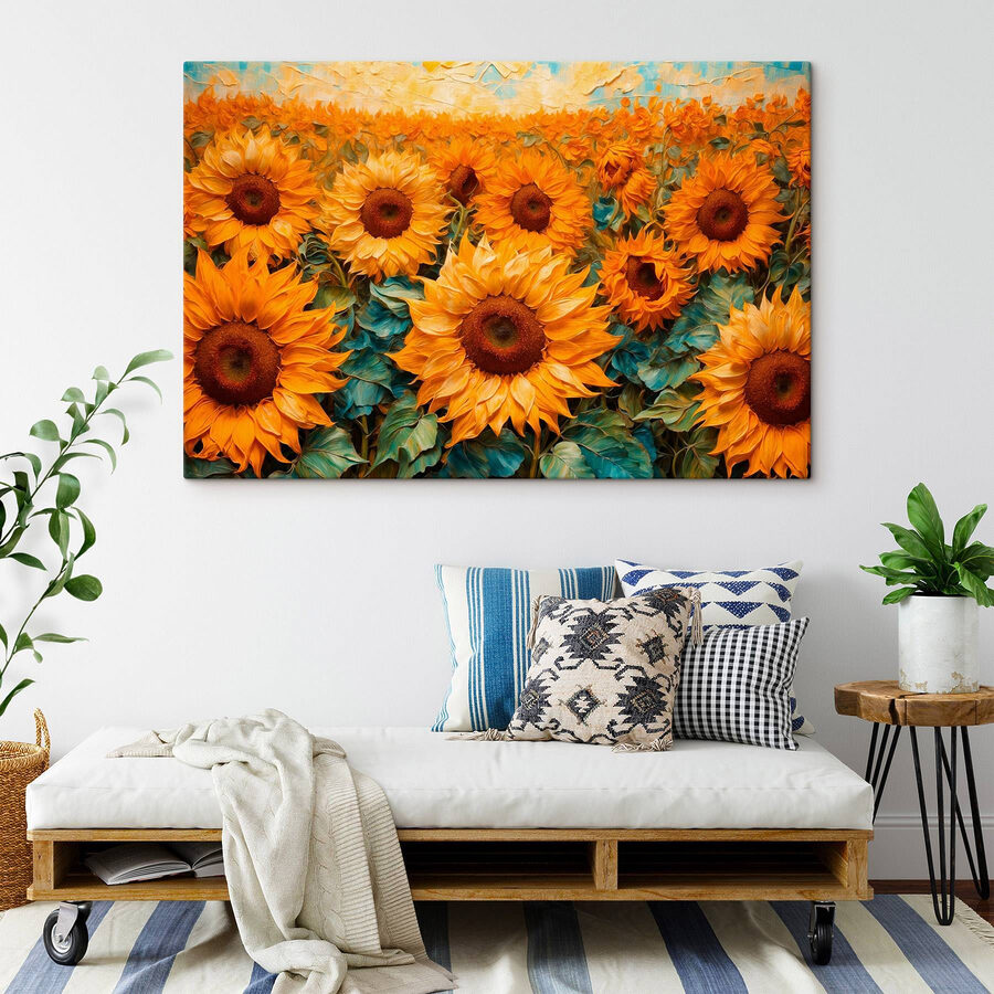 Peinture de tournesols dans un champ Peinture de tournesols dans un champ