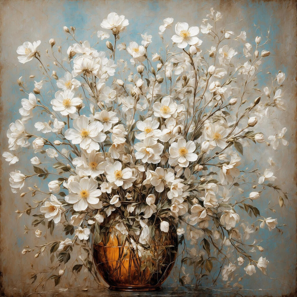 Vase of white flowers