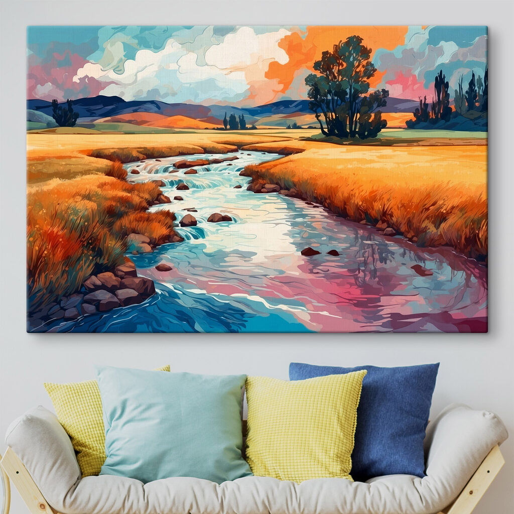 River running through a field