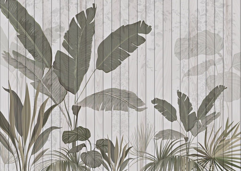 Papier peint avec des feuilles et des plantes Papier peint avec des feuilles et des plantes