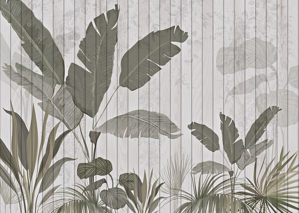 Papier peint avec des feuilles et des plantes Papier peint avec des feuilles et des plantes