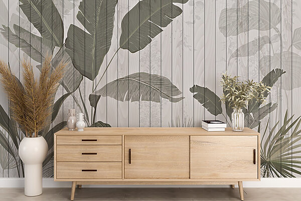 Papier peint avec des feuilles et des plantes Papier peint avec des feuilles et des plantes