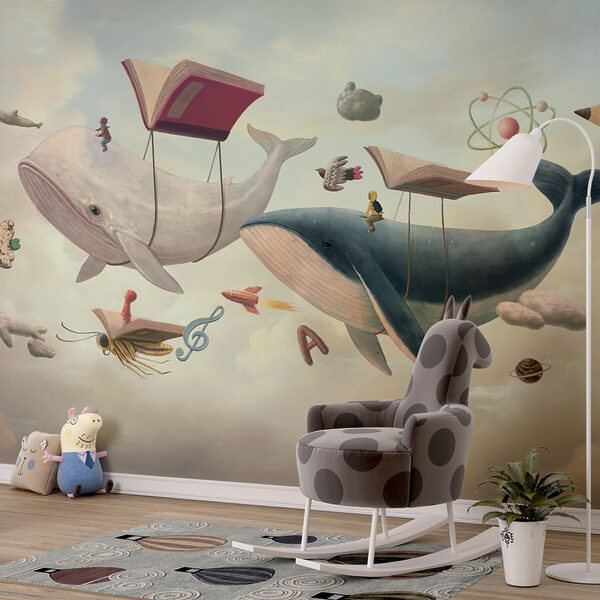 Baleine et baleine avec des livres et un livre sur elles Baleine et baleine avec des livres et un livre sur elles