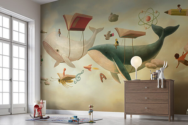 Baleine et baleine avec des livres et un livre dessus Baleine et baleine avec des livres et un livre dessus