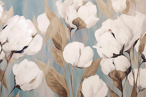 Peinture de fleurs blanches et de feuilles brunes Peinture de fleurs blanches et de feuilles brunes